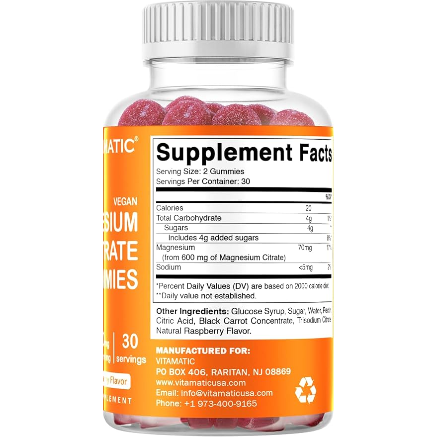 Vitamatic Magnesium 600mg | Muscle & Calm | 60 Vegan Gummies