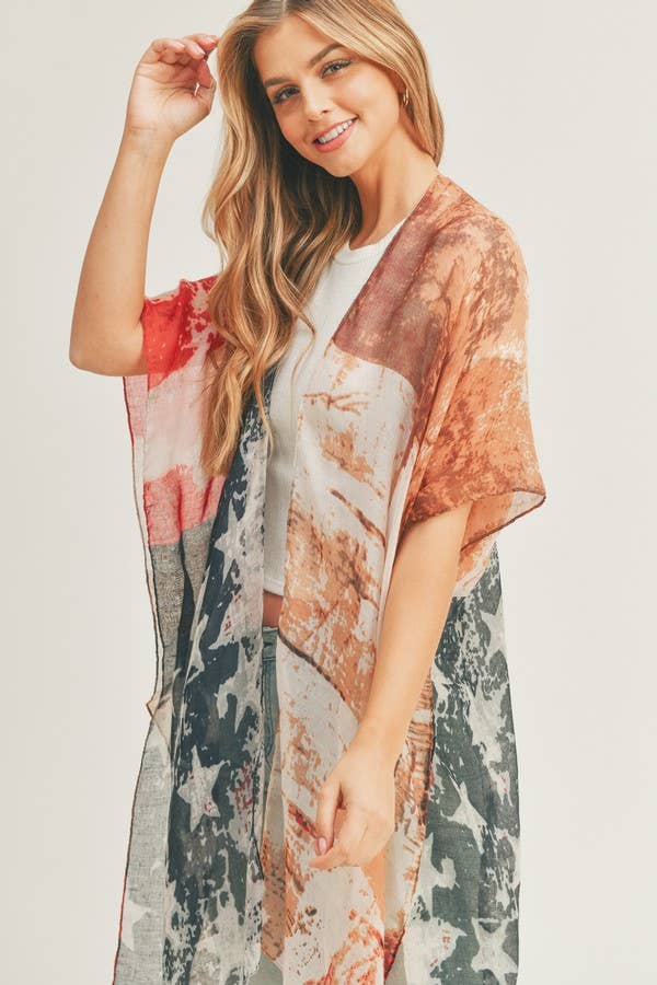 Vintage American Flag Grunge Kimono