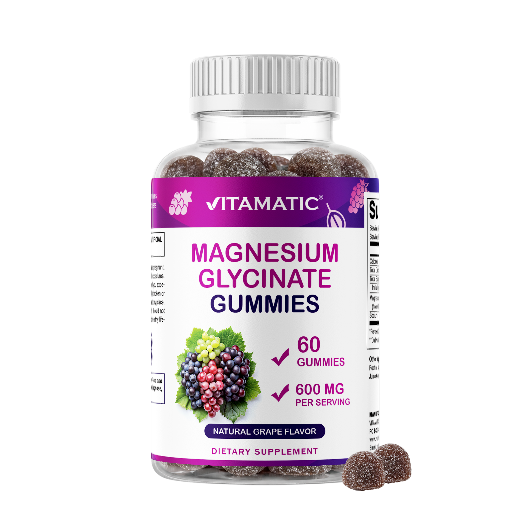 Vitamatic Magnesium Glycinate Gummies 600 mg, 60 Count