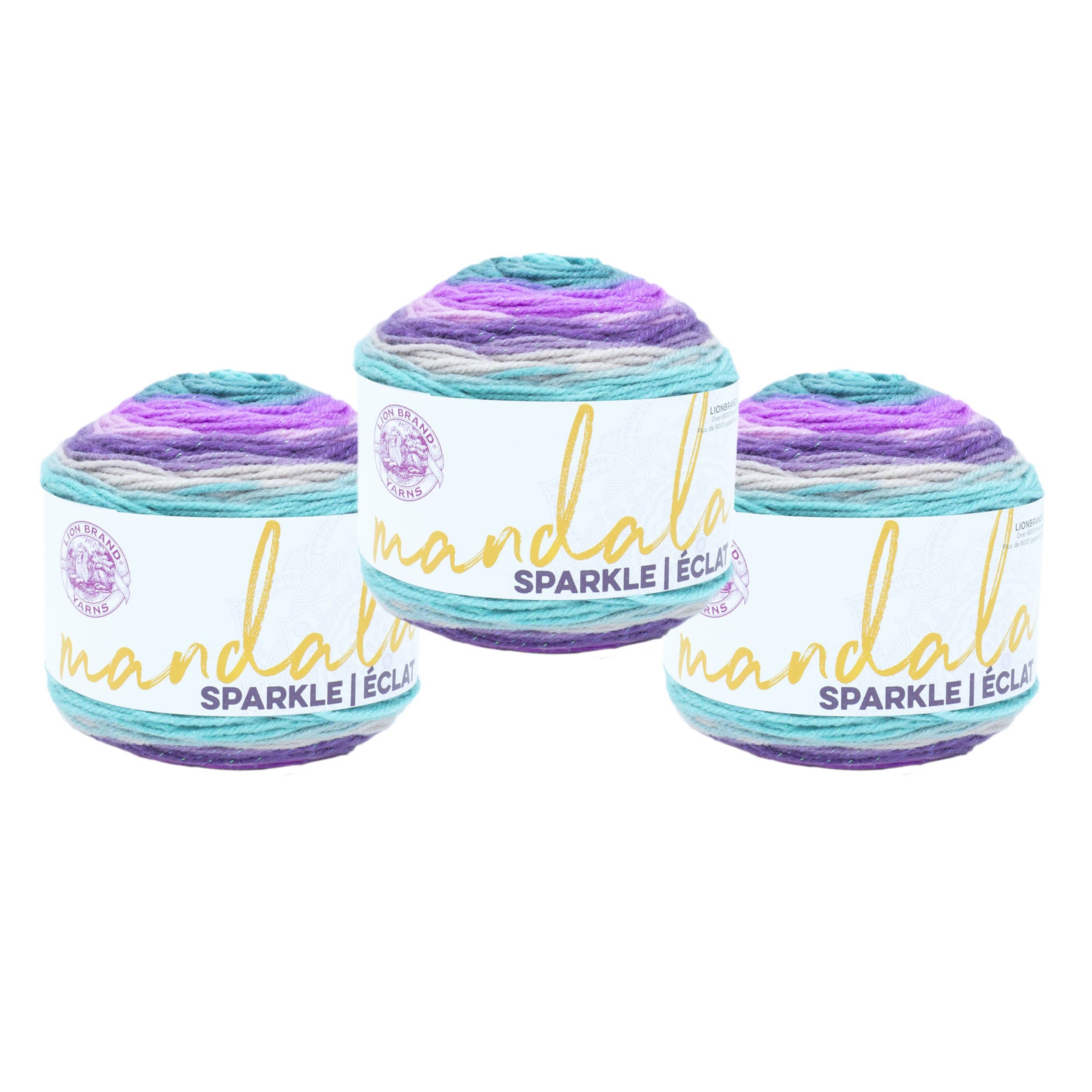 Lion Brand Yarn Mandala Sparkle Aquila 3 Pack
