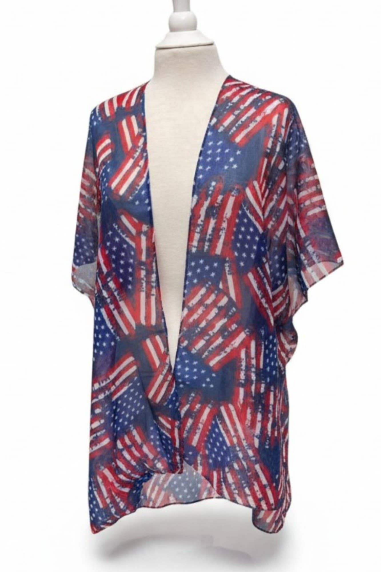 American Flag Print Light Weight Kimono