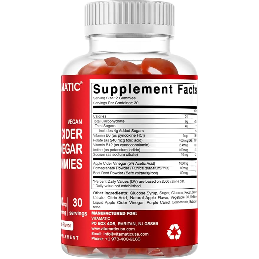Vitamatic Apple Cider Vinegar 1000mg | Energy | 60ct