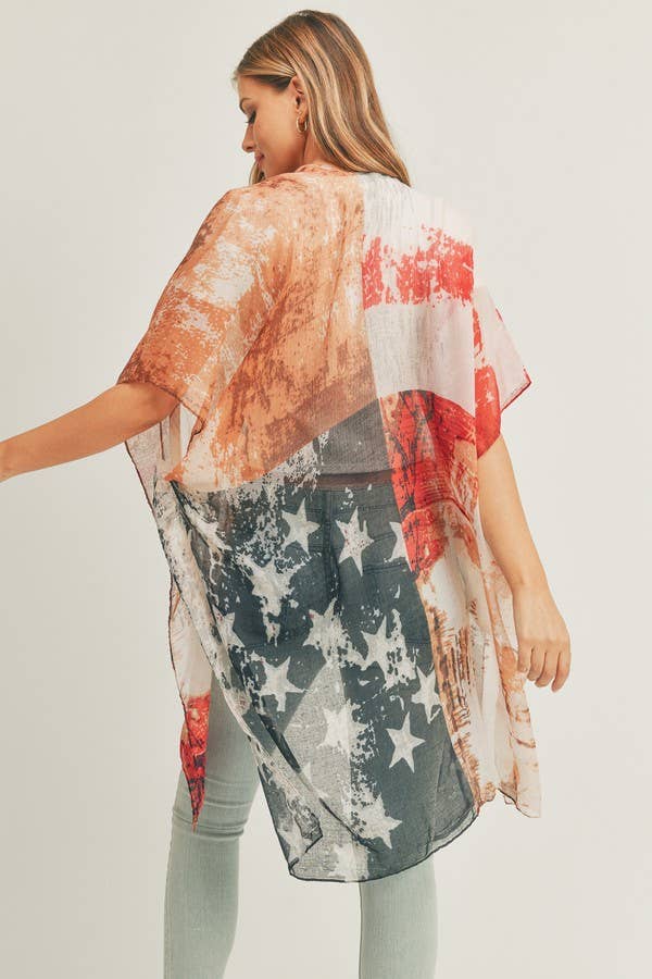Vintage American Flag Grunge Kimono