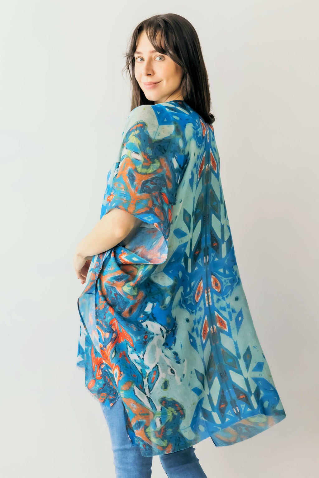 Abstract / Floral Print Kimono