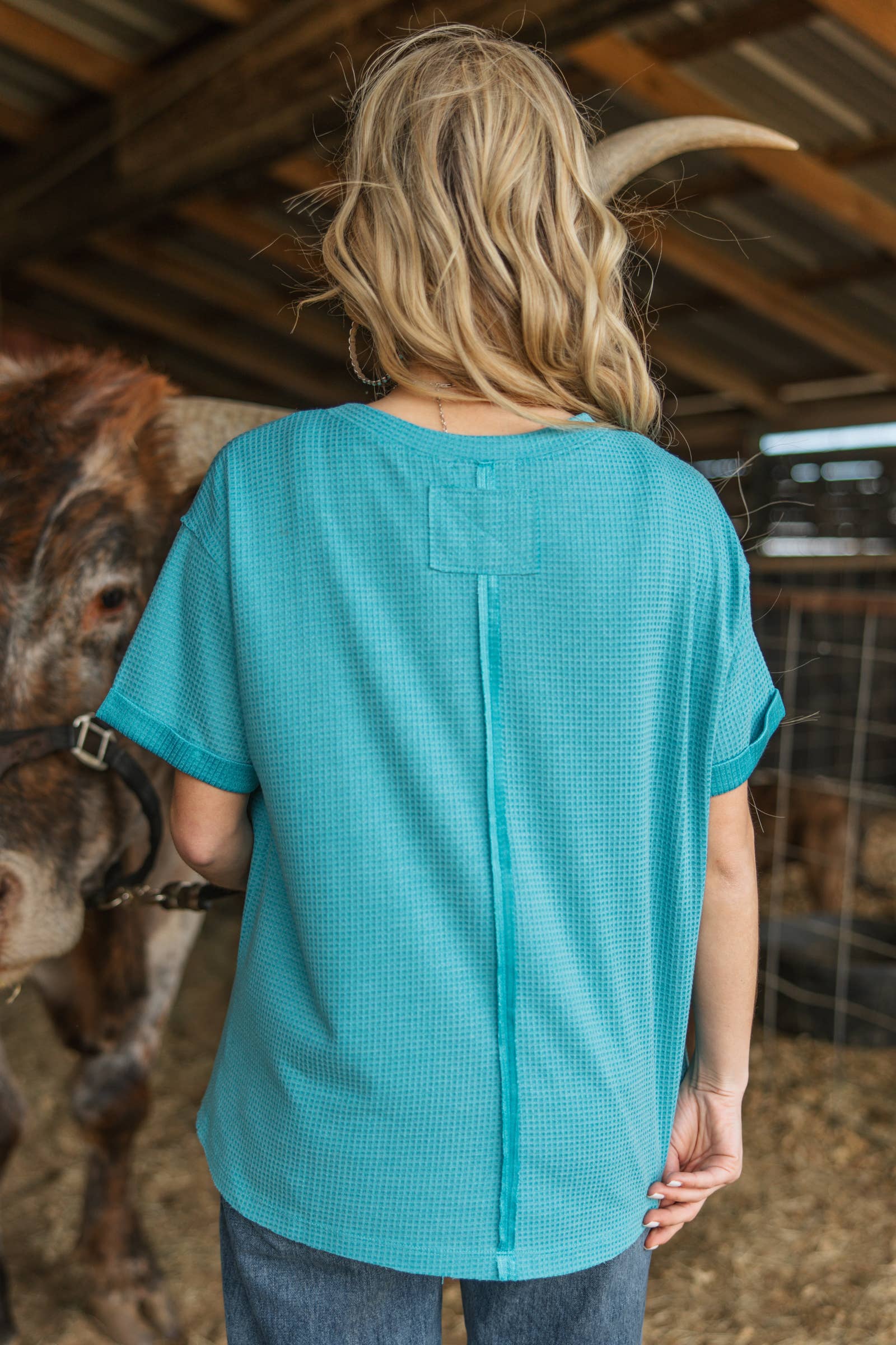 Short Sleeve Two-Tone Thermal Top
