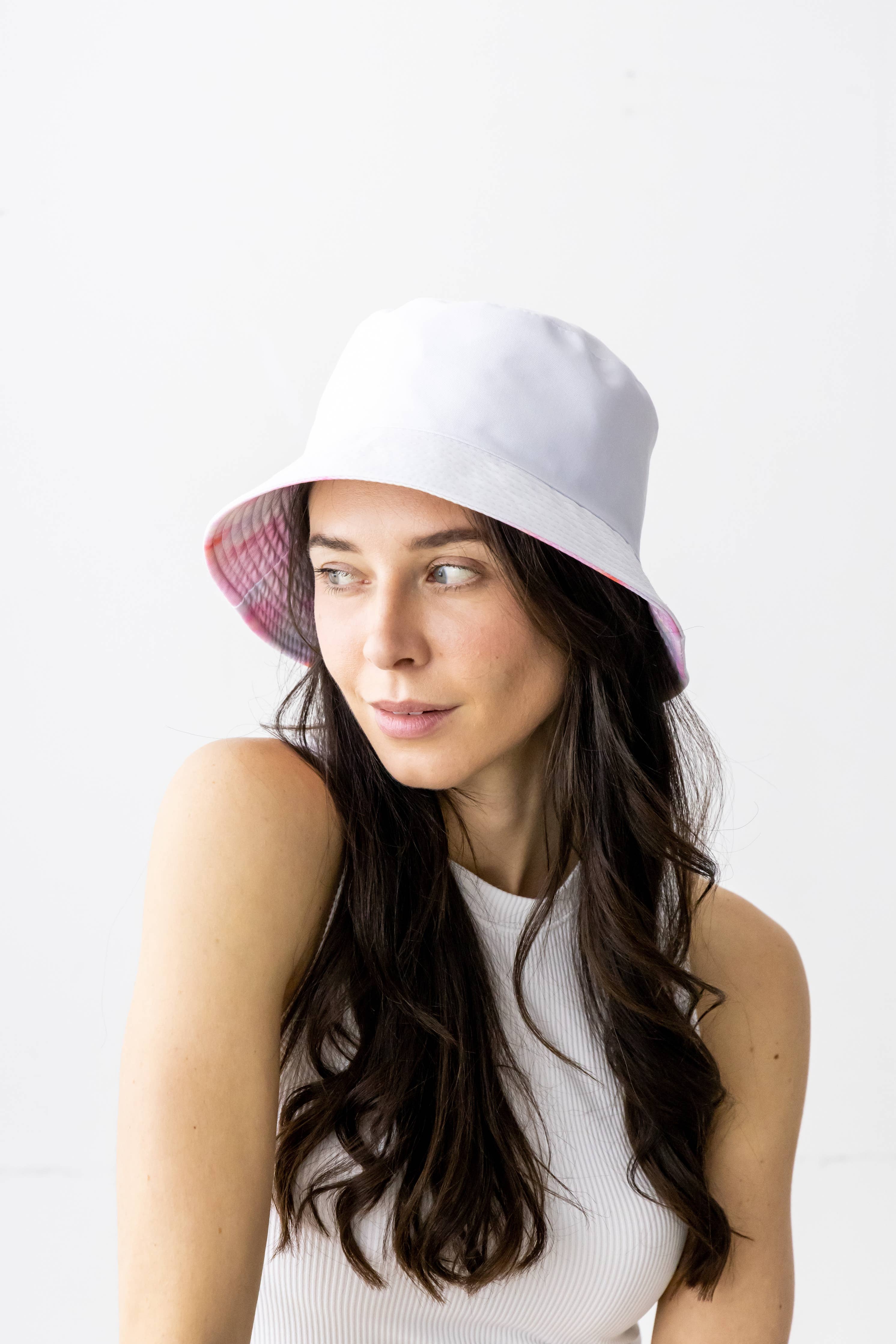 Tie-dye Print / Solid Reversible Bucket Hat
