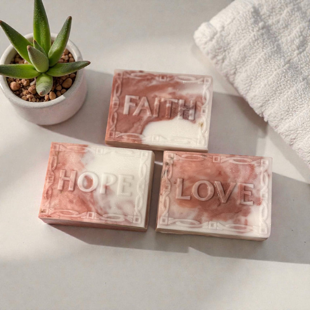 Faith Hope Love Soaps | Inspirational Christian gift set 