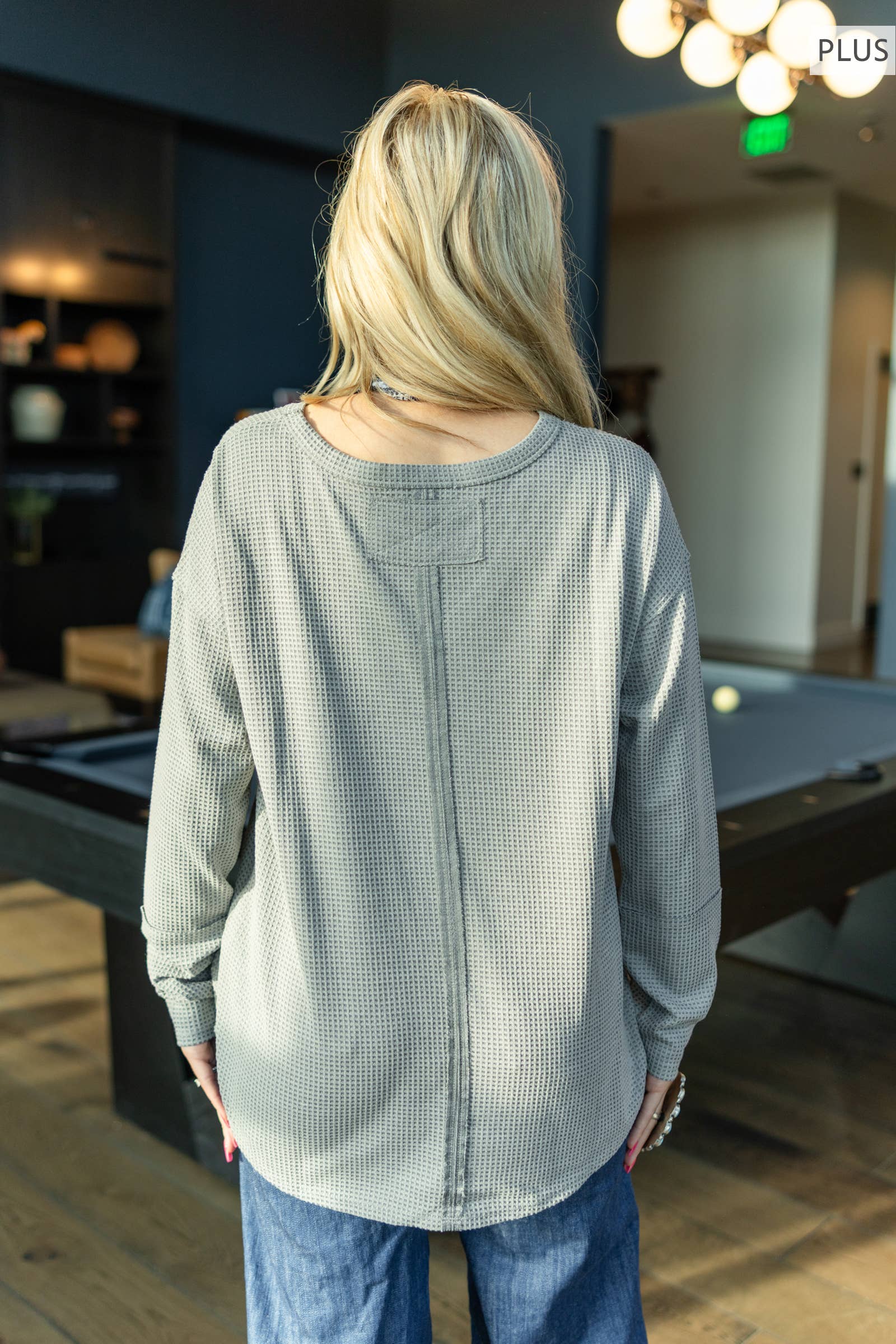 PLUS SIZE V Neck Thermal Top