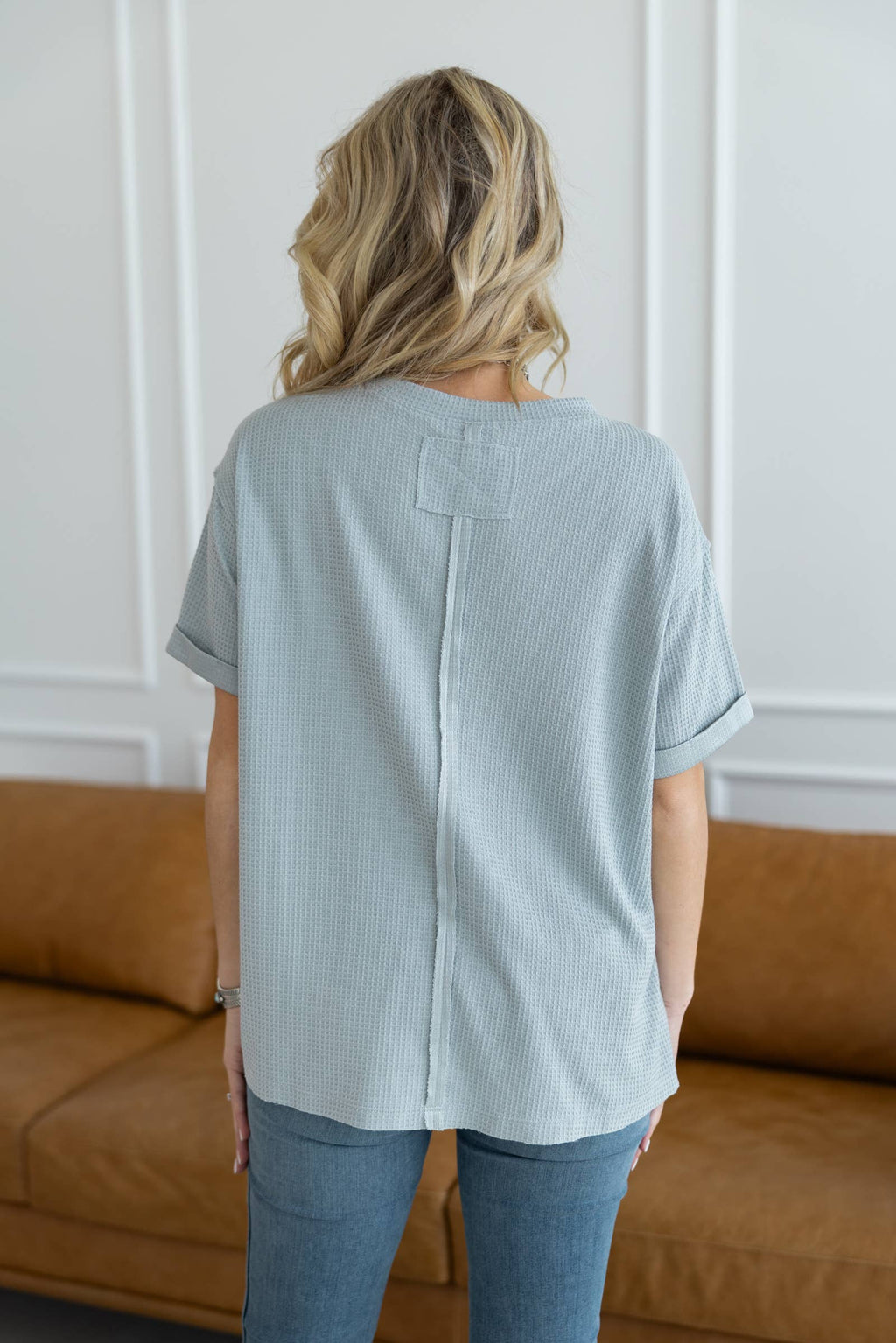 Short Sleeve Two-Tone Thermal Top