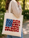 Floral Flag Canvas Tote for Moms, Coworkers, Friends