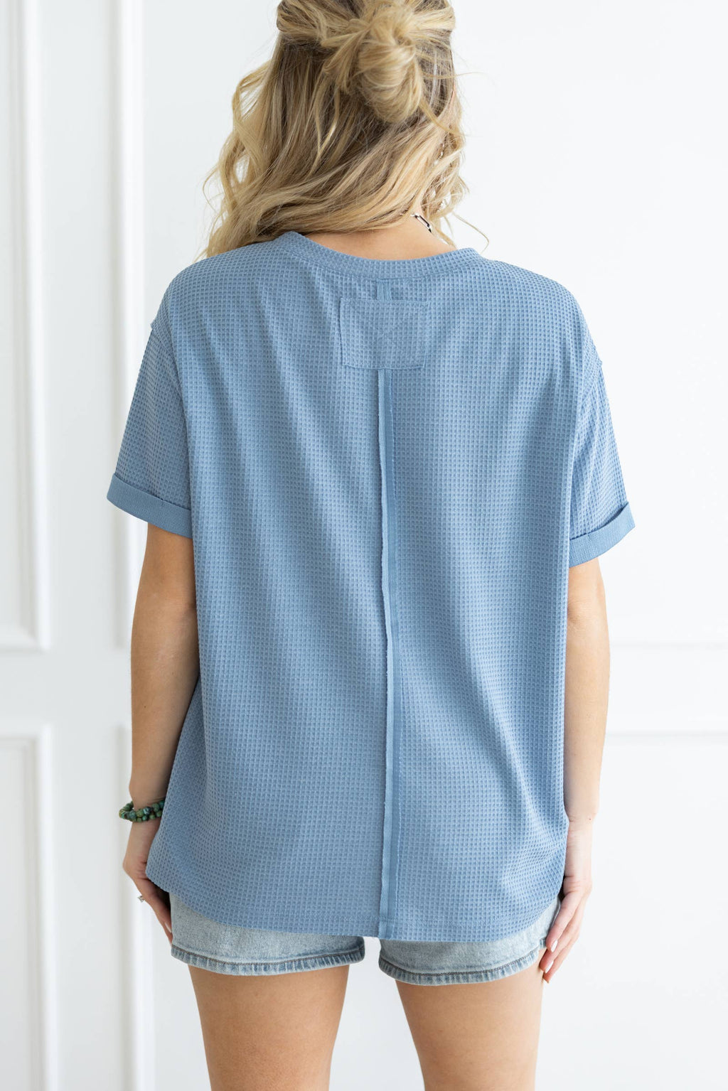 Short Sleeve Two-Tone Thermal Top