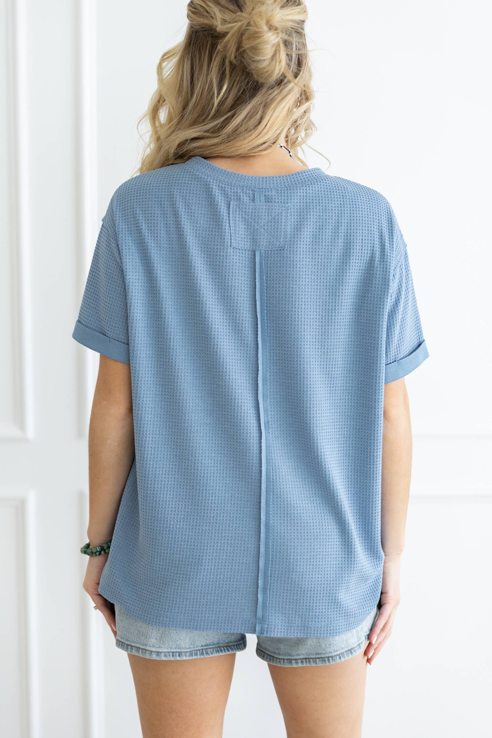 Short Sleeve Two-Tone Thermal Top