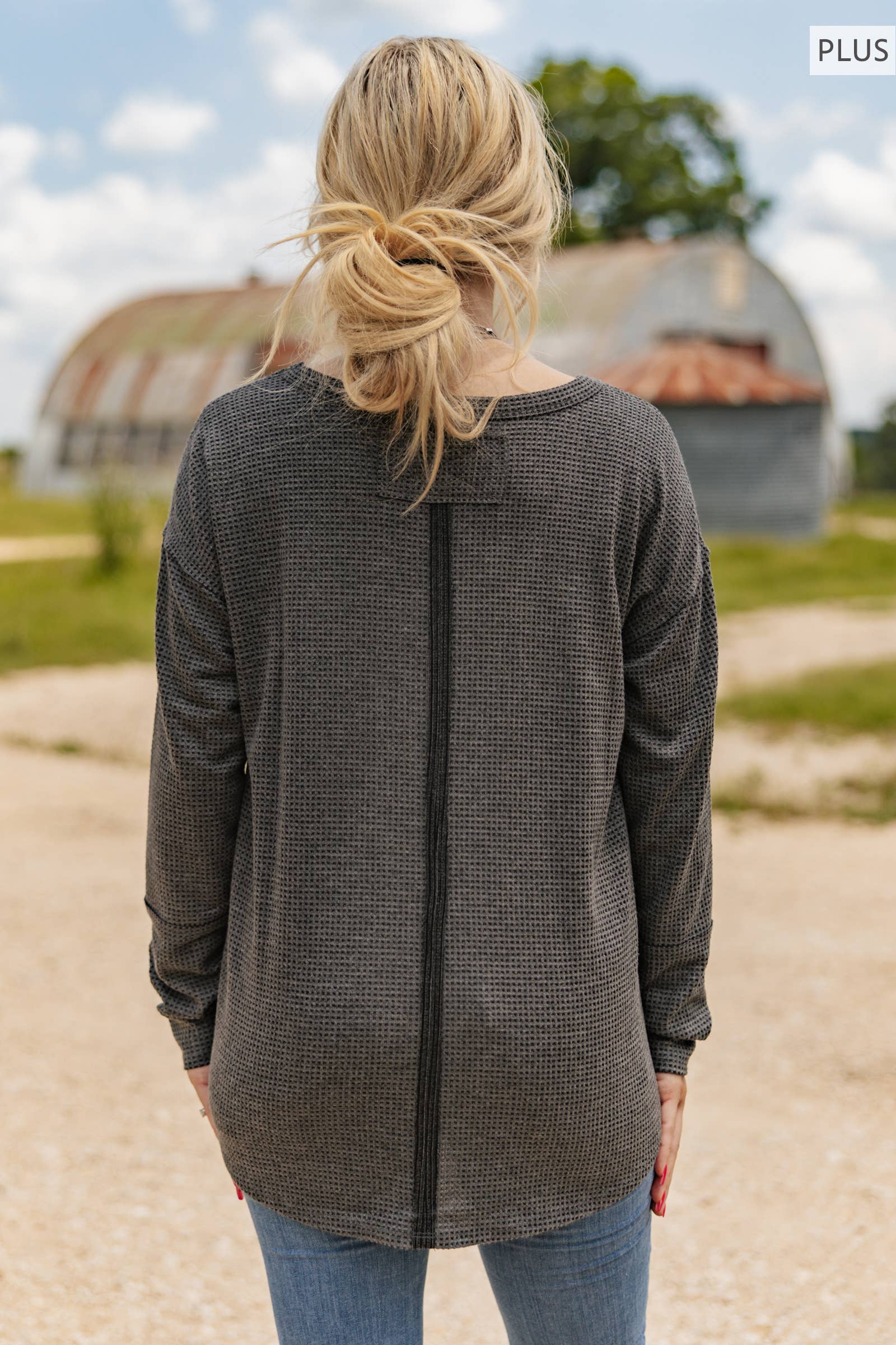 PLUS SIZE V Neck Thermal Top