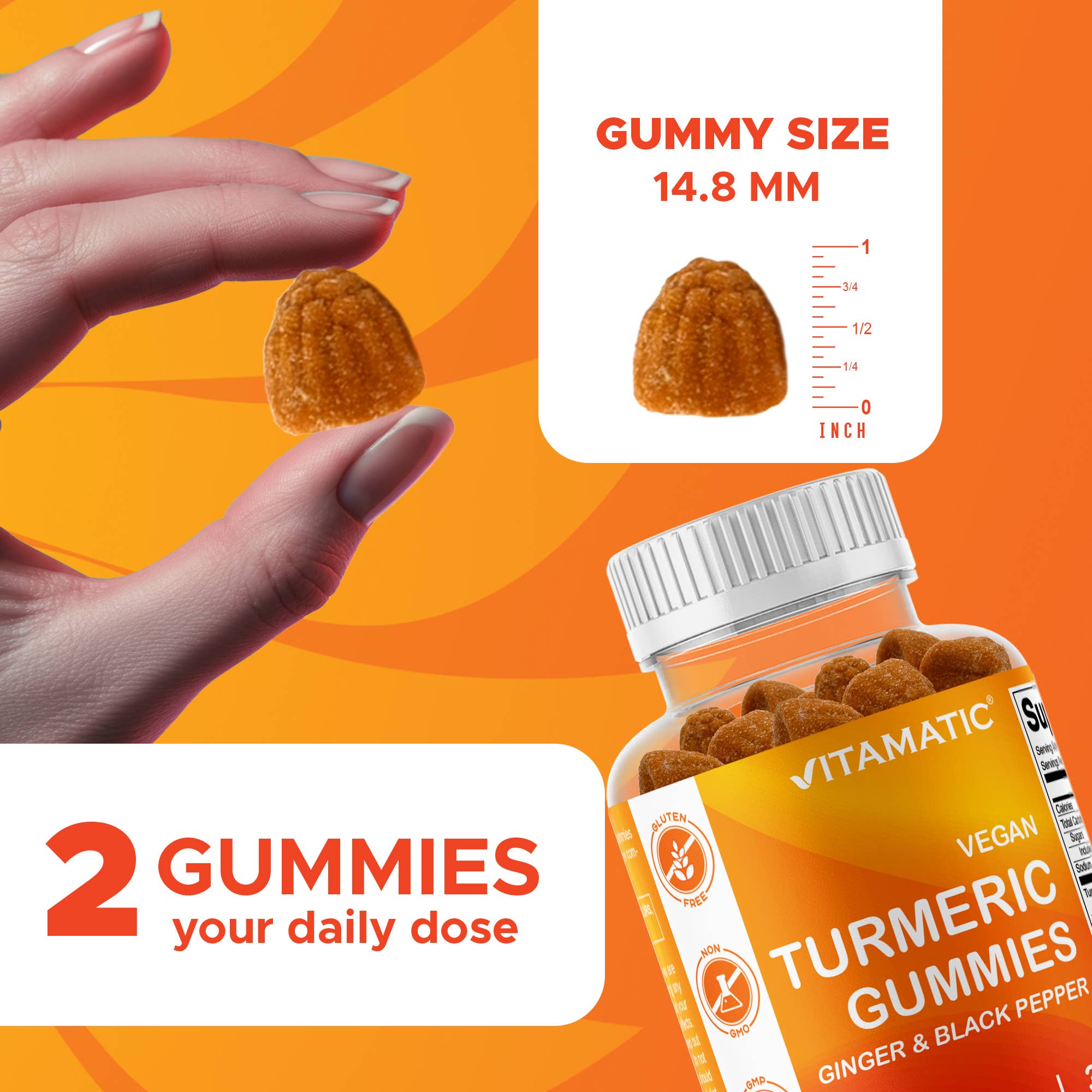 Vitamatic Turmeric 95% Curcuminoids | Joint & Gut | 60ct