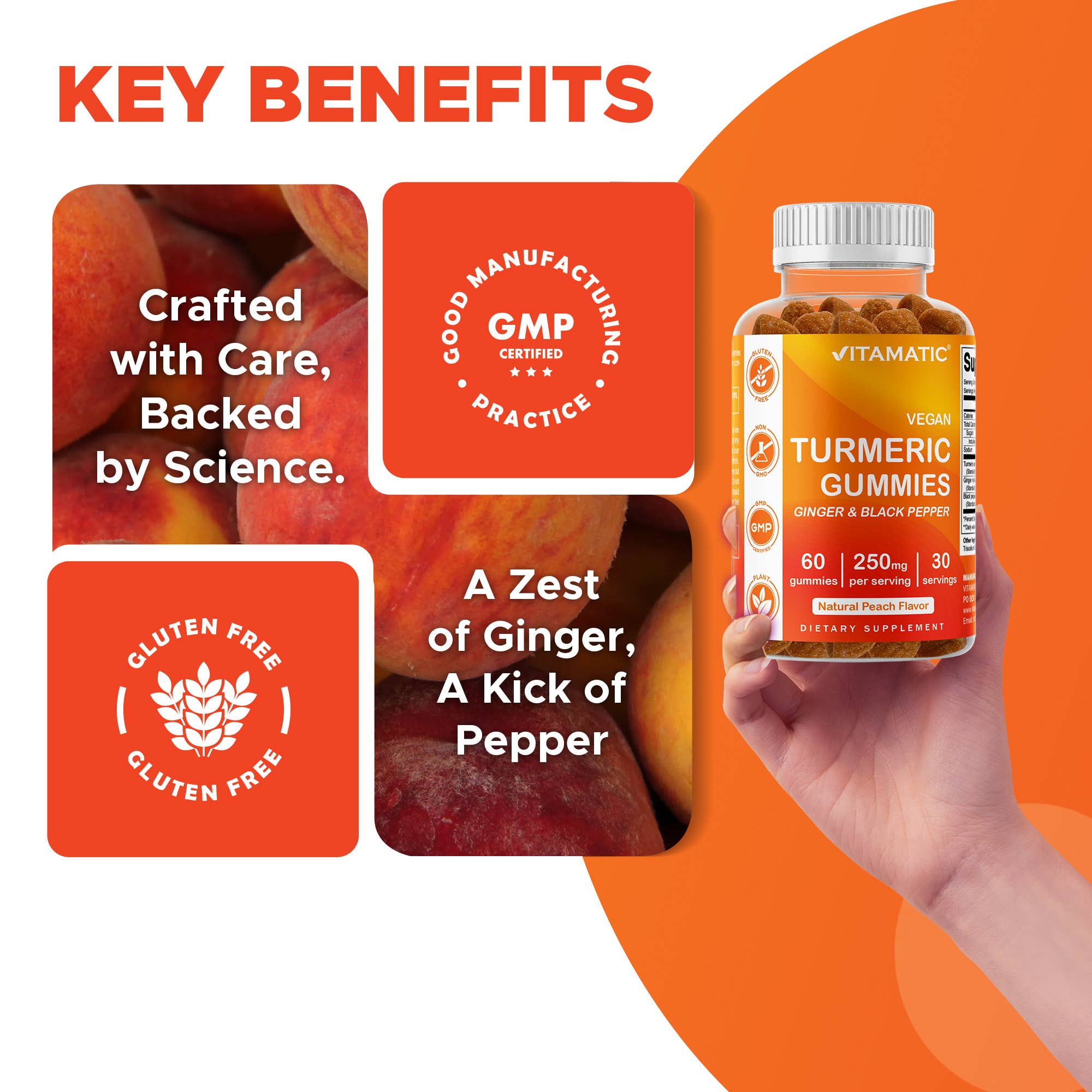 Vitamatic Turmeric 95% Curcuminoids | Joint & Gut | 60ct