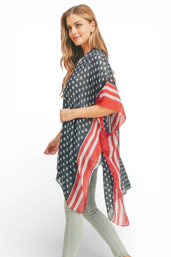 USA Flag Printed Light Weight Kimono