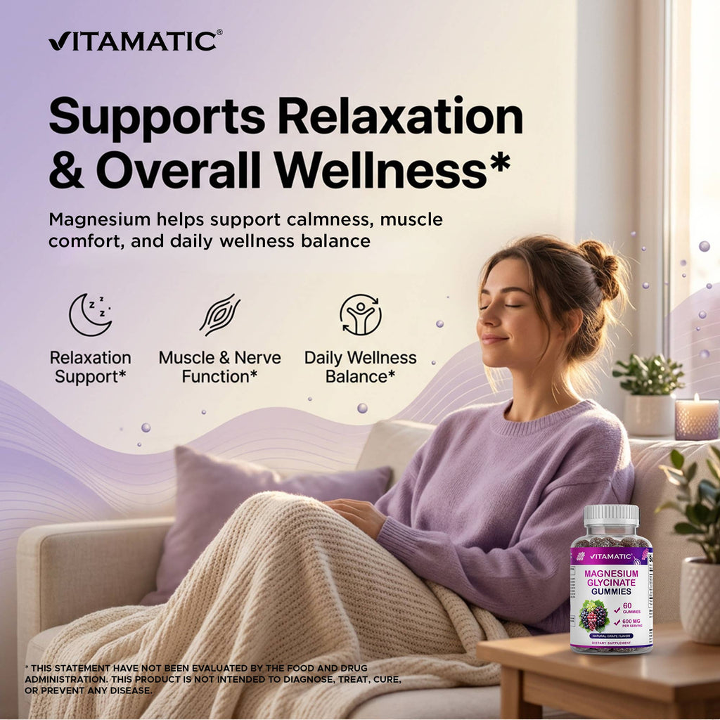 Vitamatic Magnesium Glycinate Gummies 600 mg, 60 Count