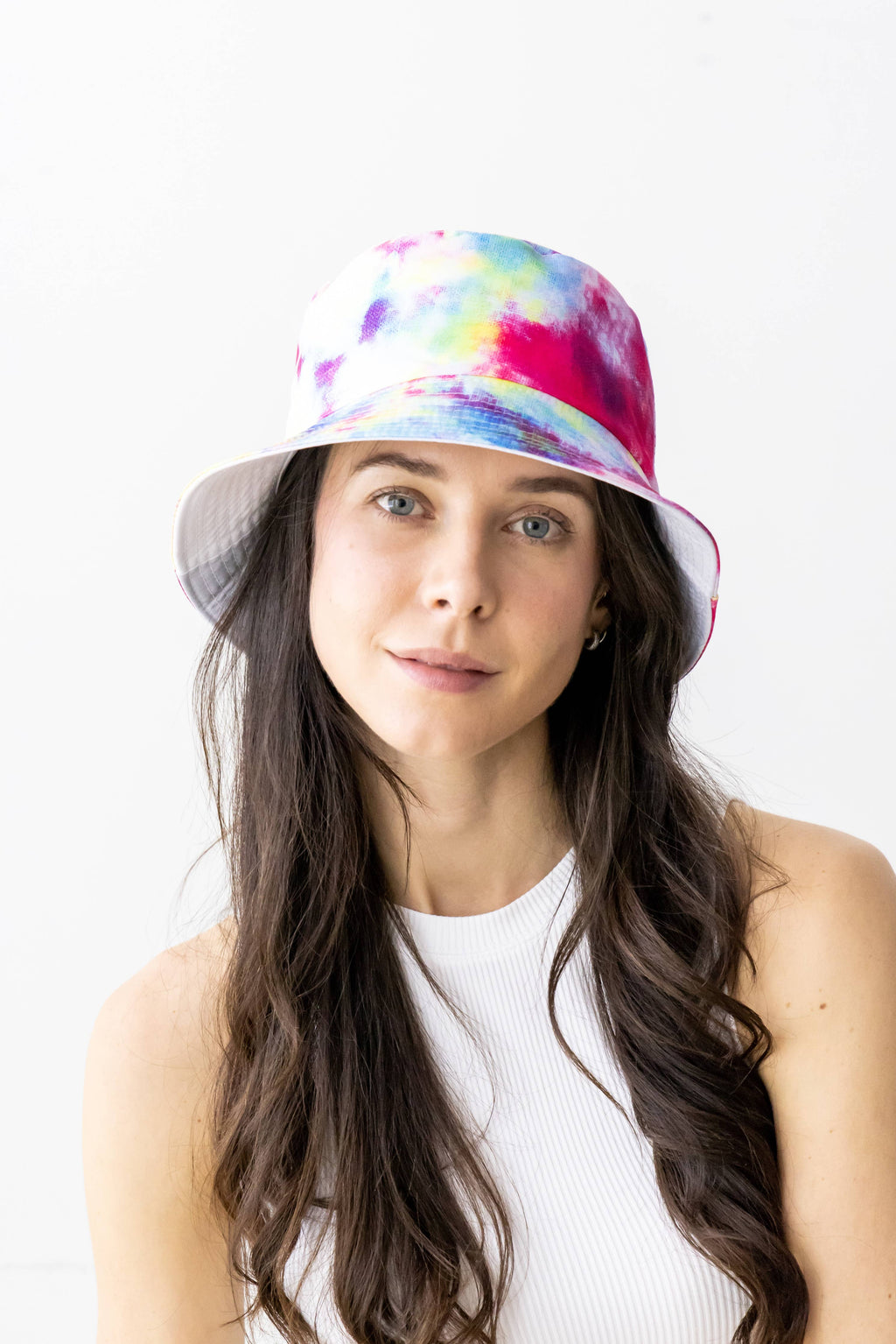 Tie-dye Print / Solid Reversible Bucket Hat