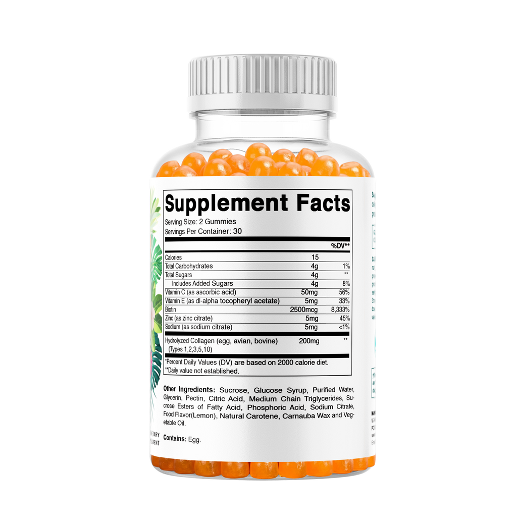 Vitamatic Hydrolyzed Collagen Gummies| Zinc and Biotin| 60ct