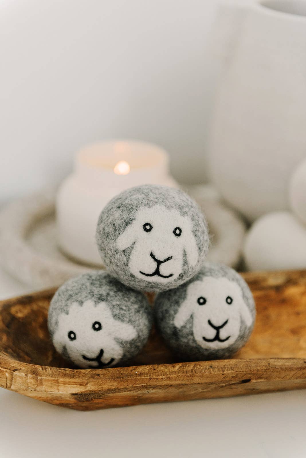 "Smiling Sheep" Hand-Felted Dryer Balls
