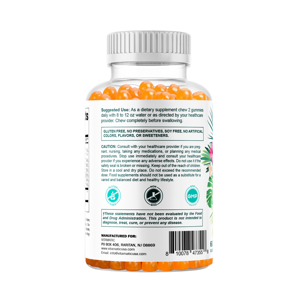 Vitamatic Hydrolyzed Collagen Gummies| Zinc and Biotin| 60ct