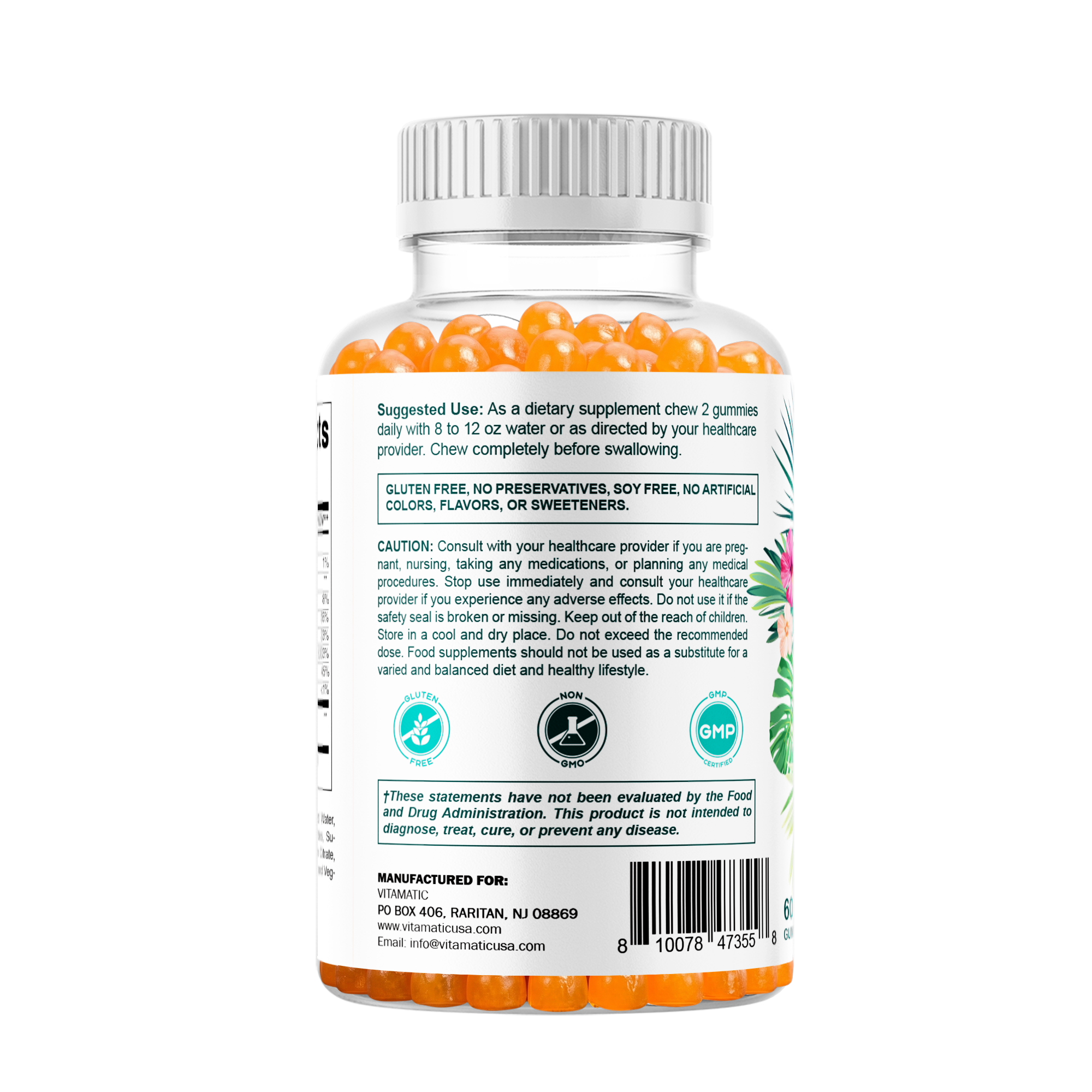 Vitamatic Hydrolyzed Collagen Gummies| Zinc and Biotin| 60ct