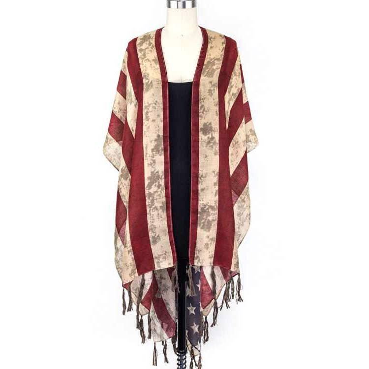 Vintage US Flag Shaped Shawl