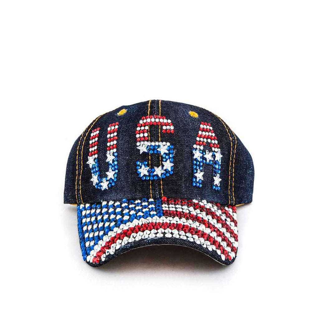 USA Rhinestone Statement Baseball Cap