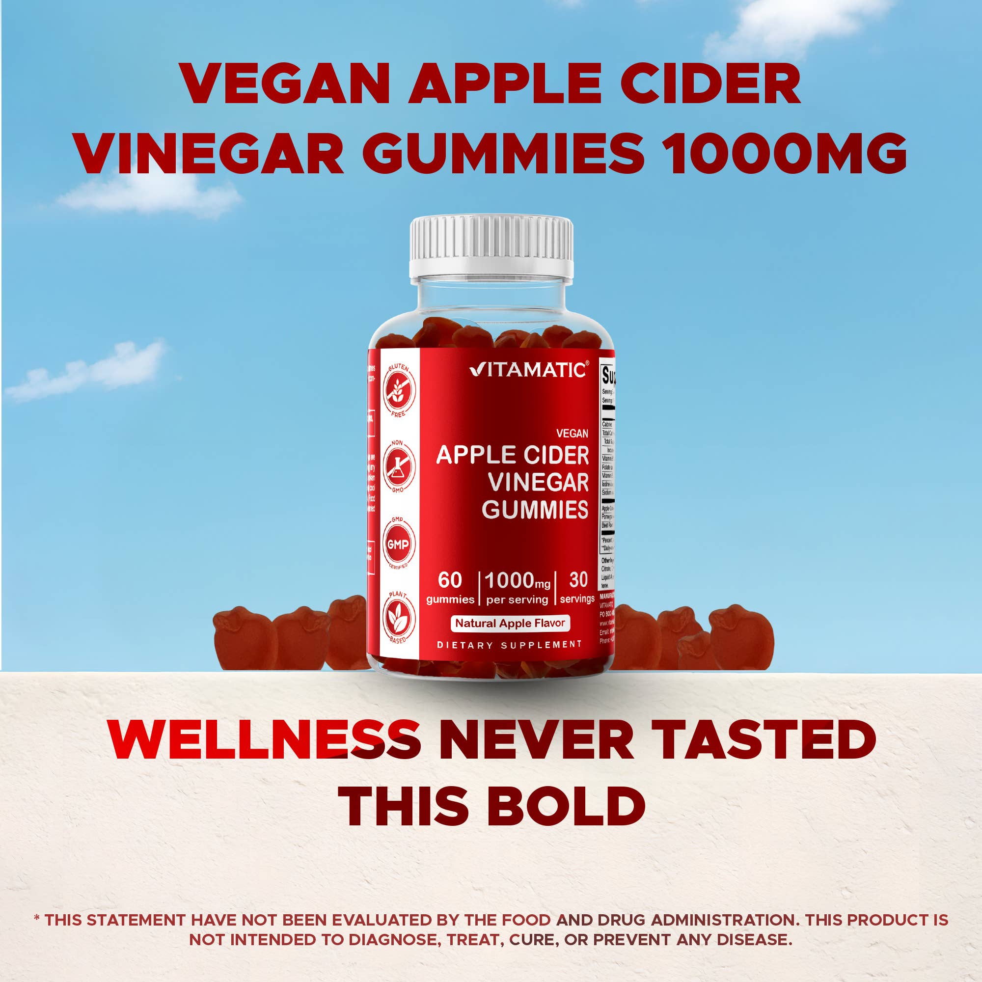 Vitamatic Apple Cider Vinegar 1000mg | Energy | 60ct