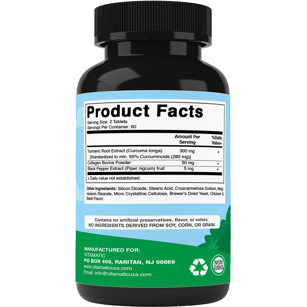Vitamatic Turmeric for Dogs | Joint & Hip Support| 120ct