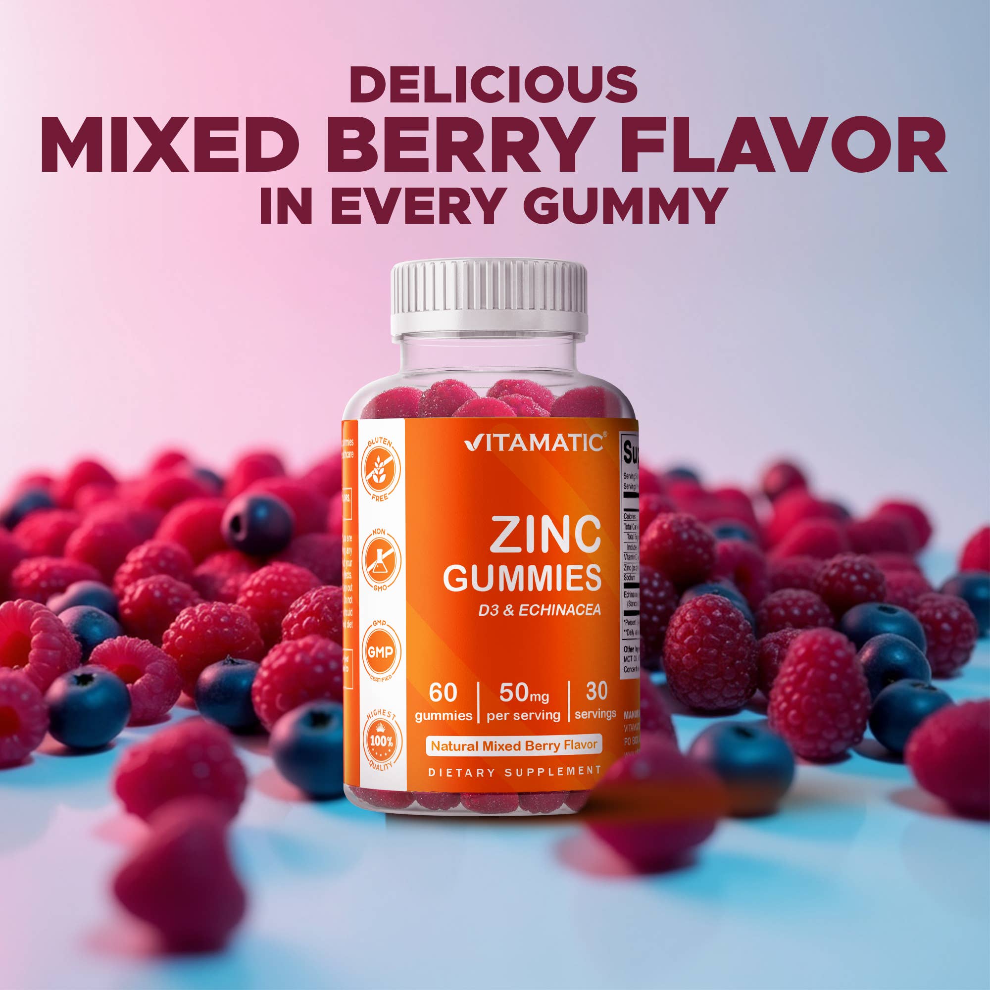 Vitamatic Zinc 50mg | Immune Support | 60 Vegan Gummies