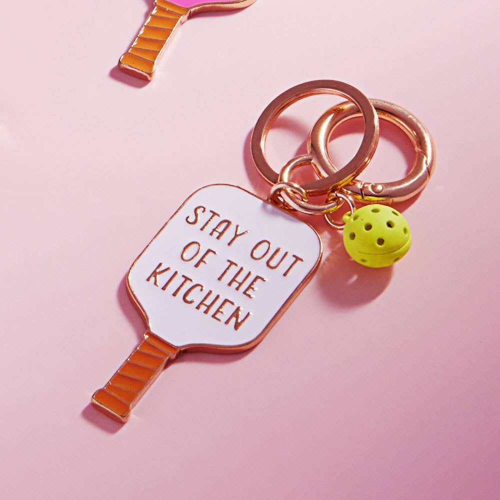 STAY OUT OF THE KITCHEN Message Enamel Pickleball Bag Charm
