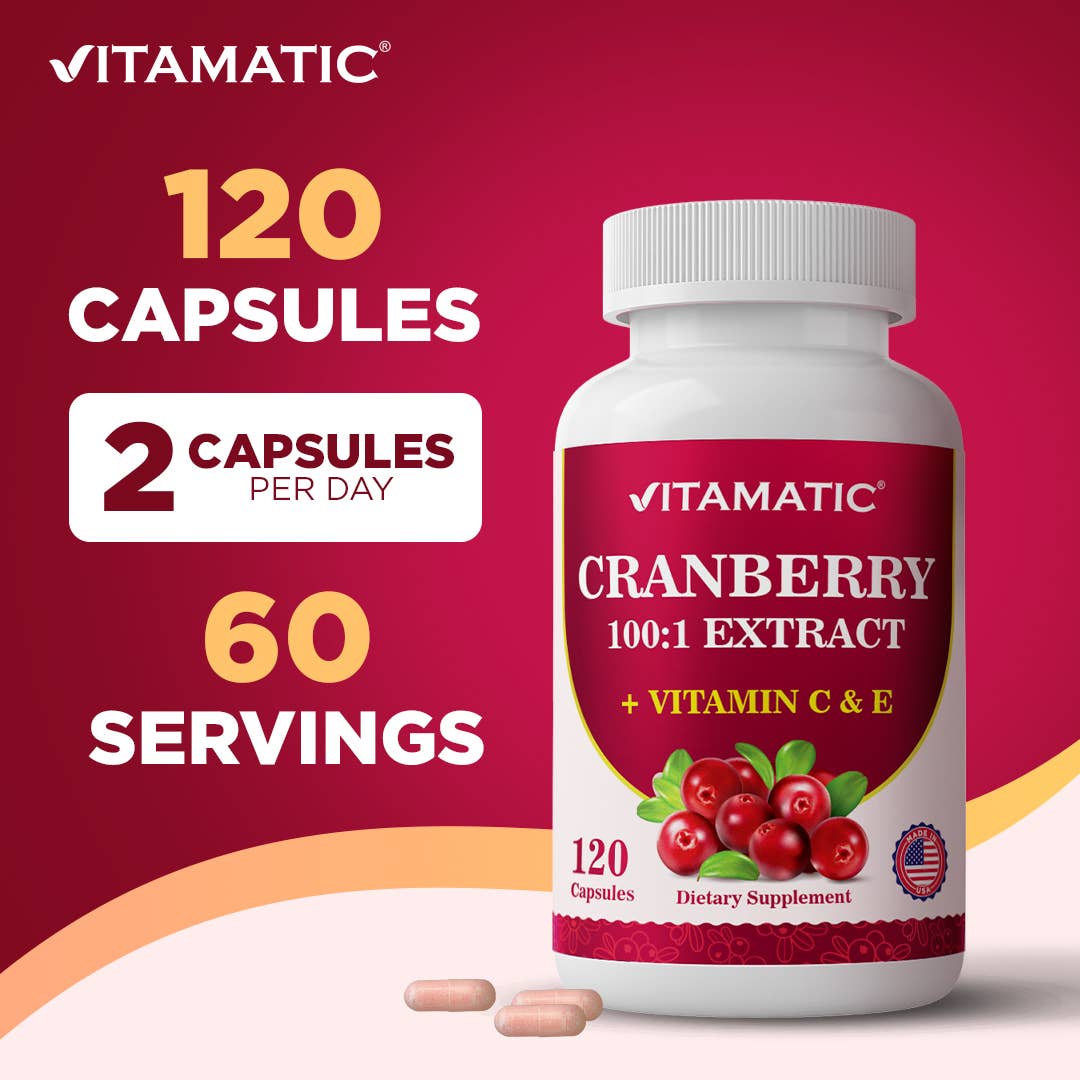 Vitamatic Cranberry 500 mg 100:1 Extract (2 Capsules)-120 ct