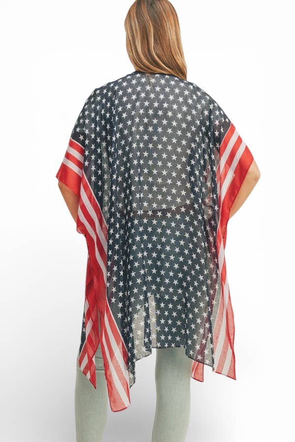 USA Flag Printed Light Weight Kimono