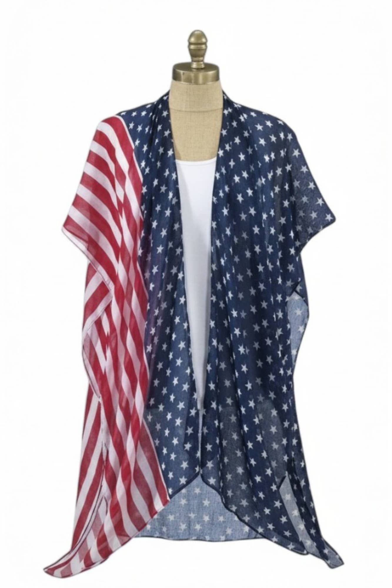 Americana Flag Print Kimono Cardigan