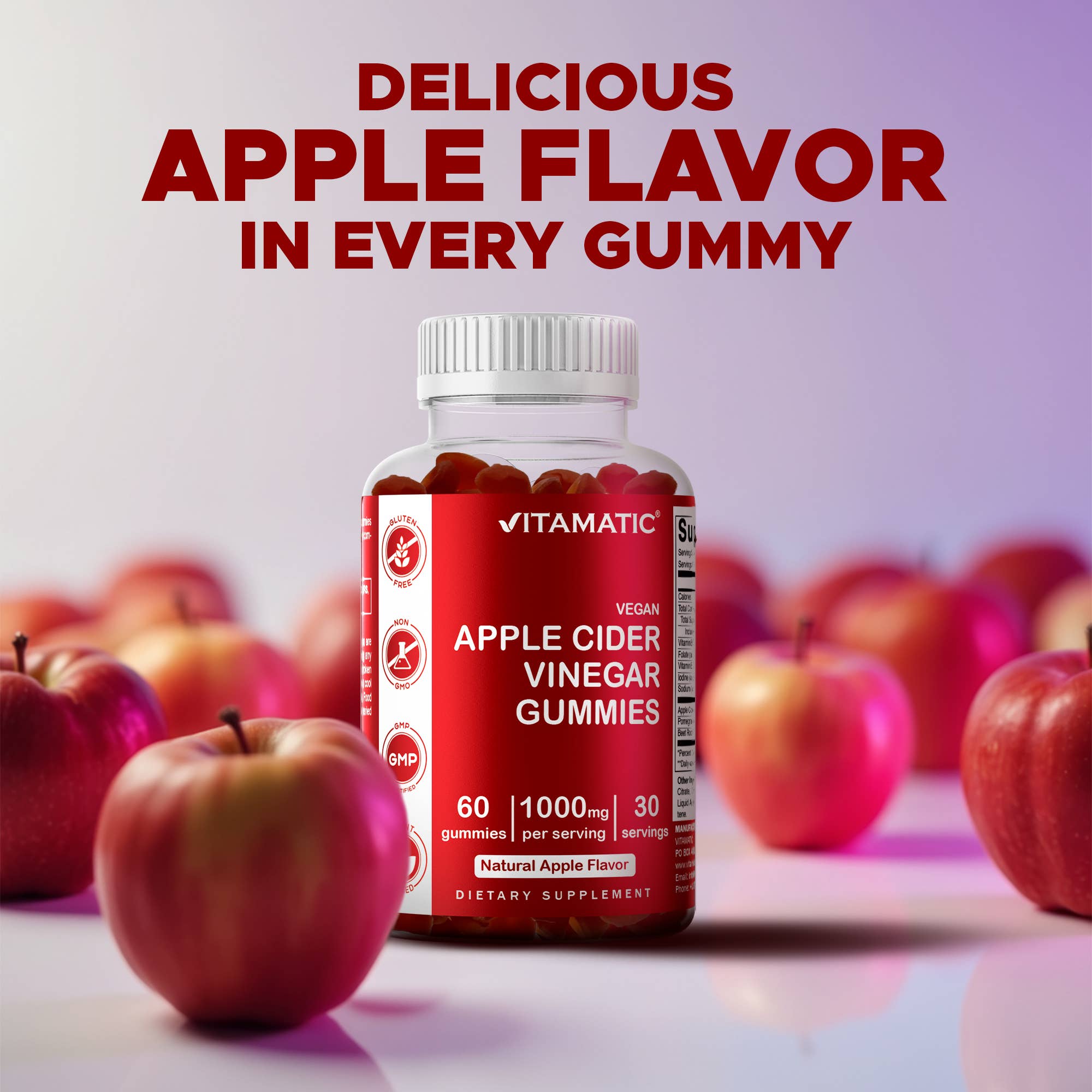 Vitamatic Apple Cider Vinegar 1000mg | Energy | 60ct
