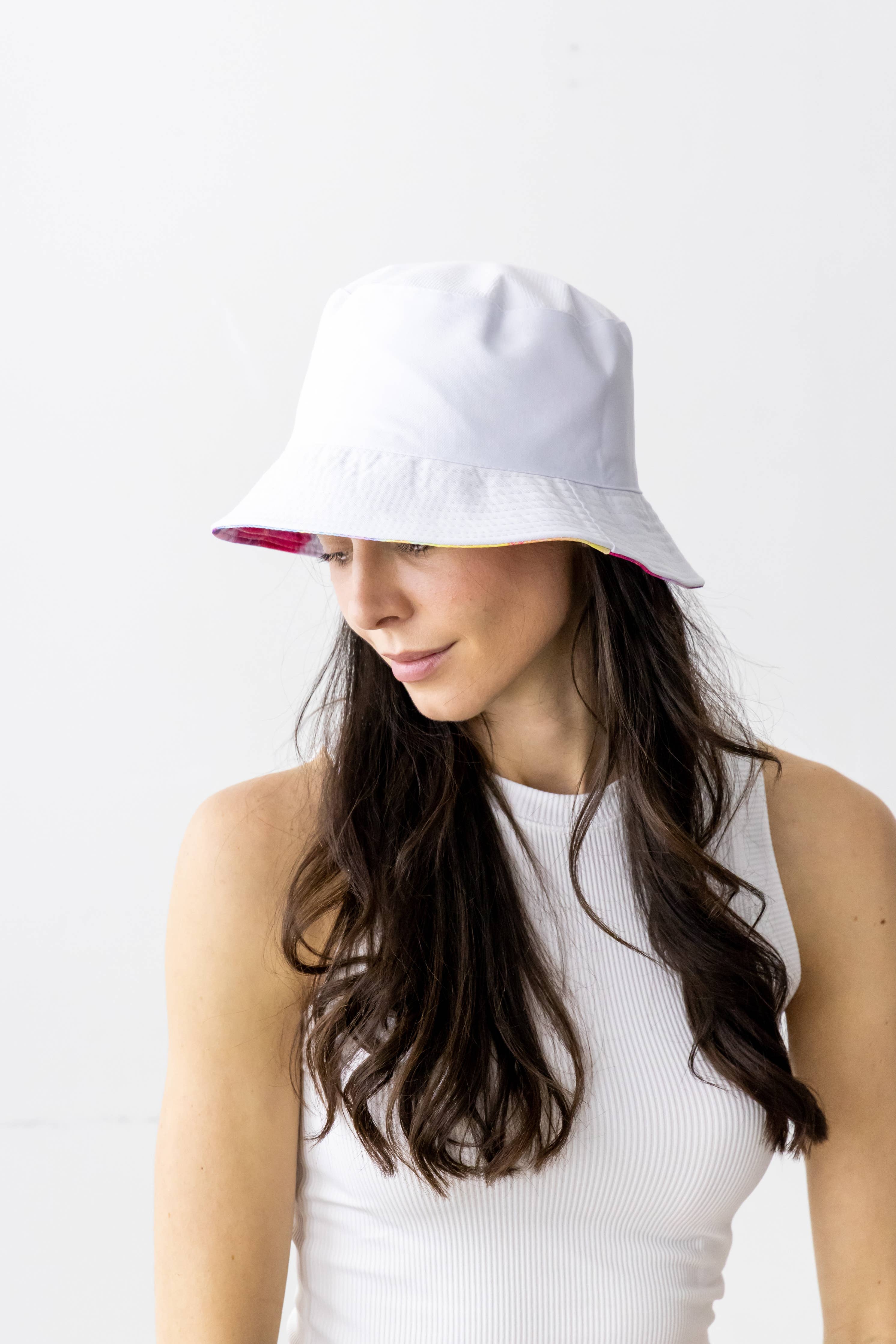 Tie-dye Print / Solid Reversible Bucket Hat
