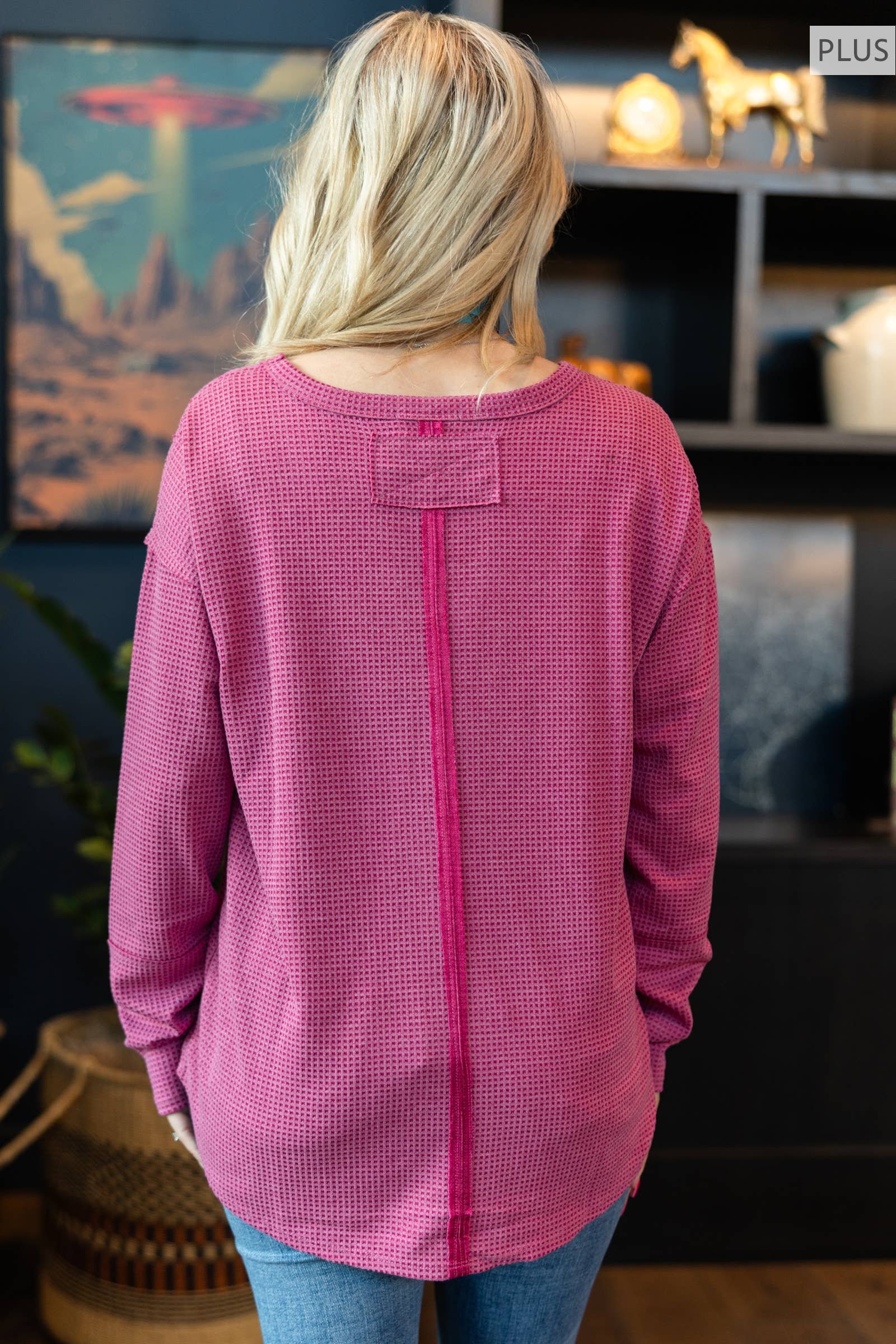 PLUS SIZE V Neck Thermal Top