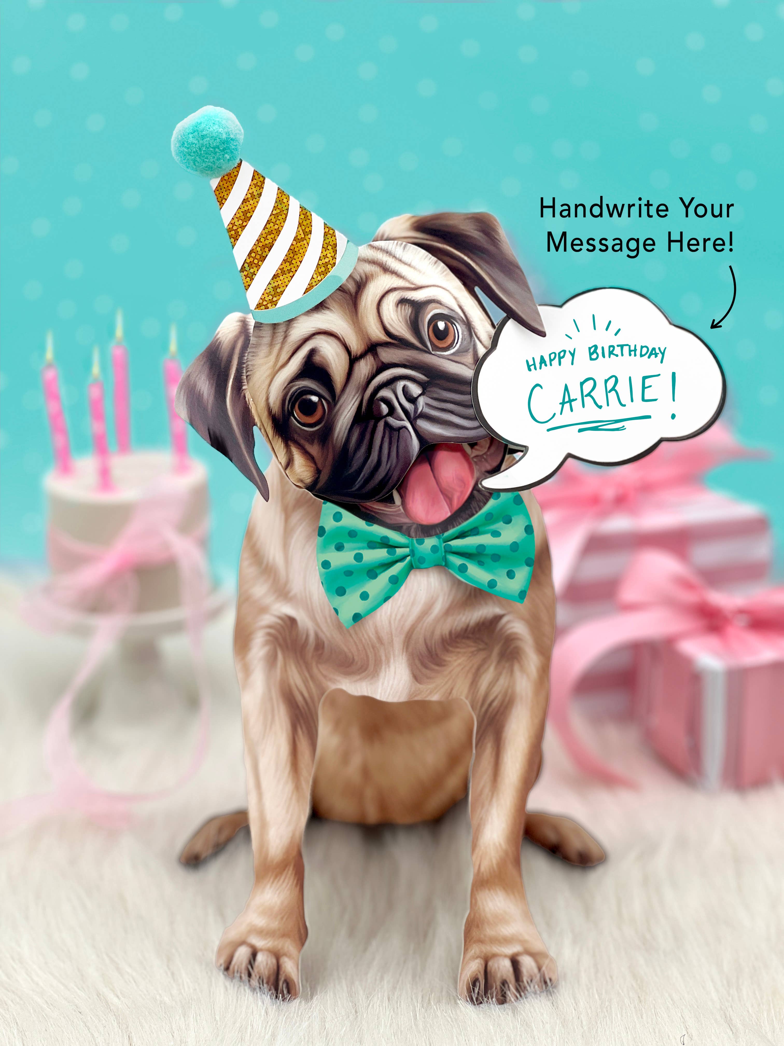 Pug (6 Pop-up Greeting Cards)