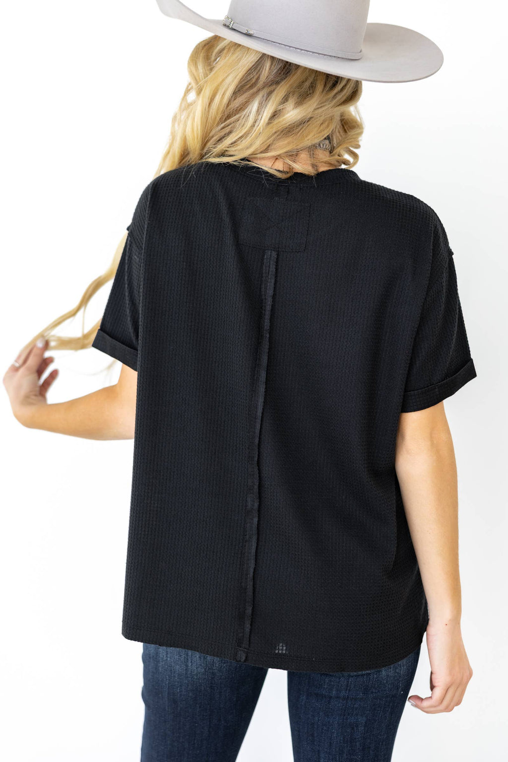 Short Sleeve Two-Tone Thermal Top