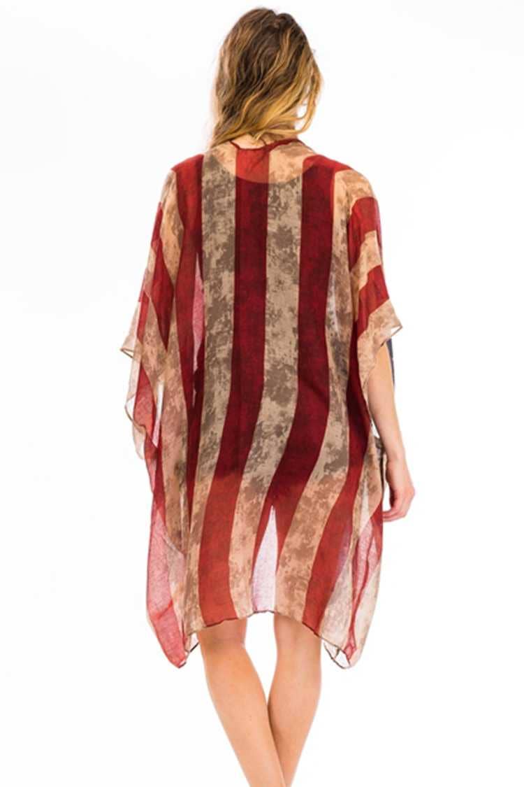 Vintage American Flag Printed Kimono