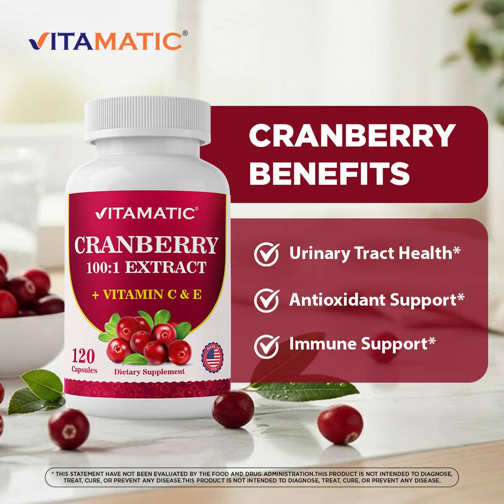 Vitamatic Cranberry 500 mg 100:1 Extract (2 Capsules)-120 ct