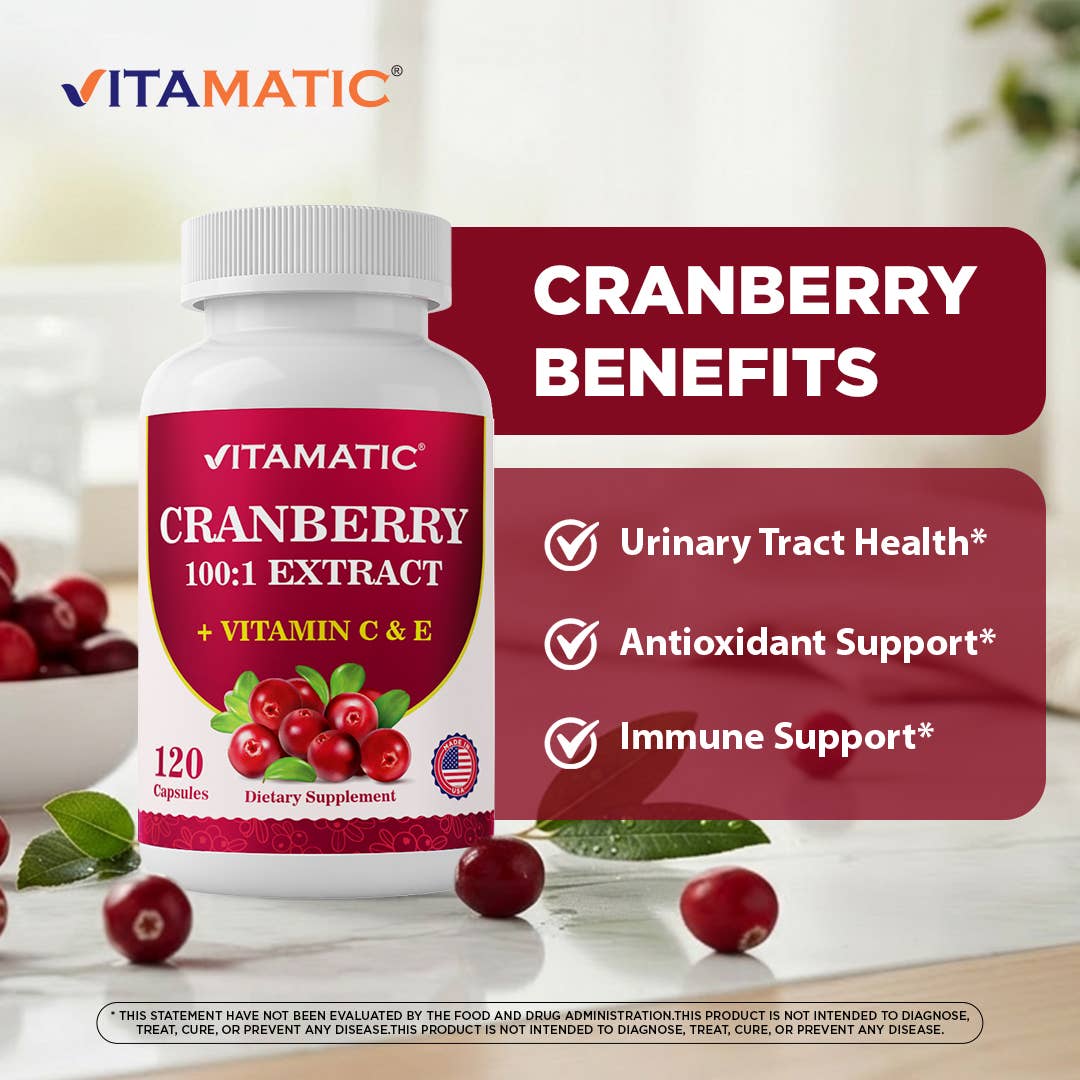 Vitamatic Cranberry 500 mg 100:1 Extract (2 Capsules)-120 ct