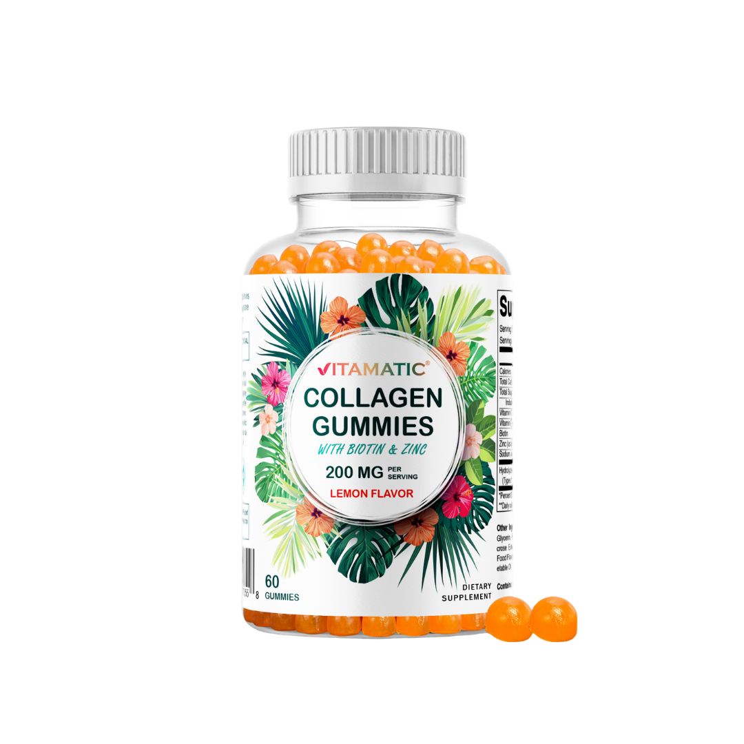 Vitamatic Hydrolyzed Collagen Gummies| Zinc and Biotin| 60ct