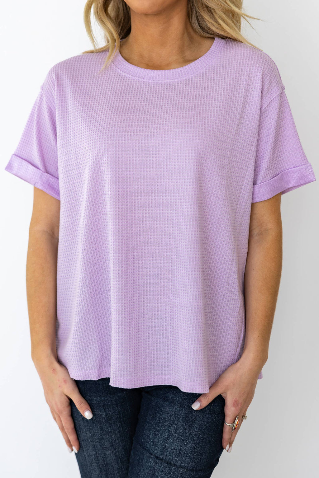 Short Sleeve Two-Tone Thermal Top