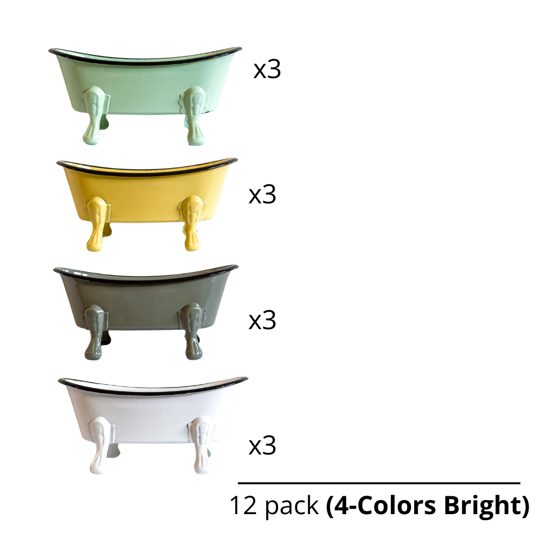 Antique Bathtub Soap Dish 12-Pack, 4-Colors Bright