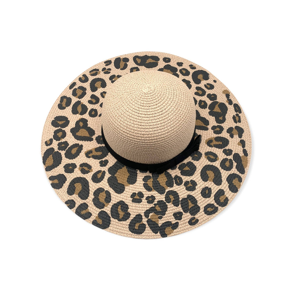 Animal Print / Ribbon Straw Sun Hat