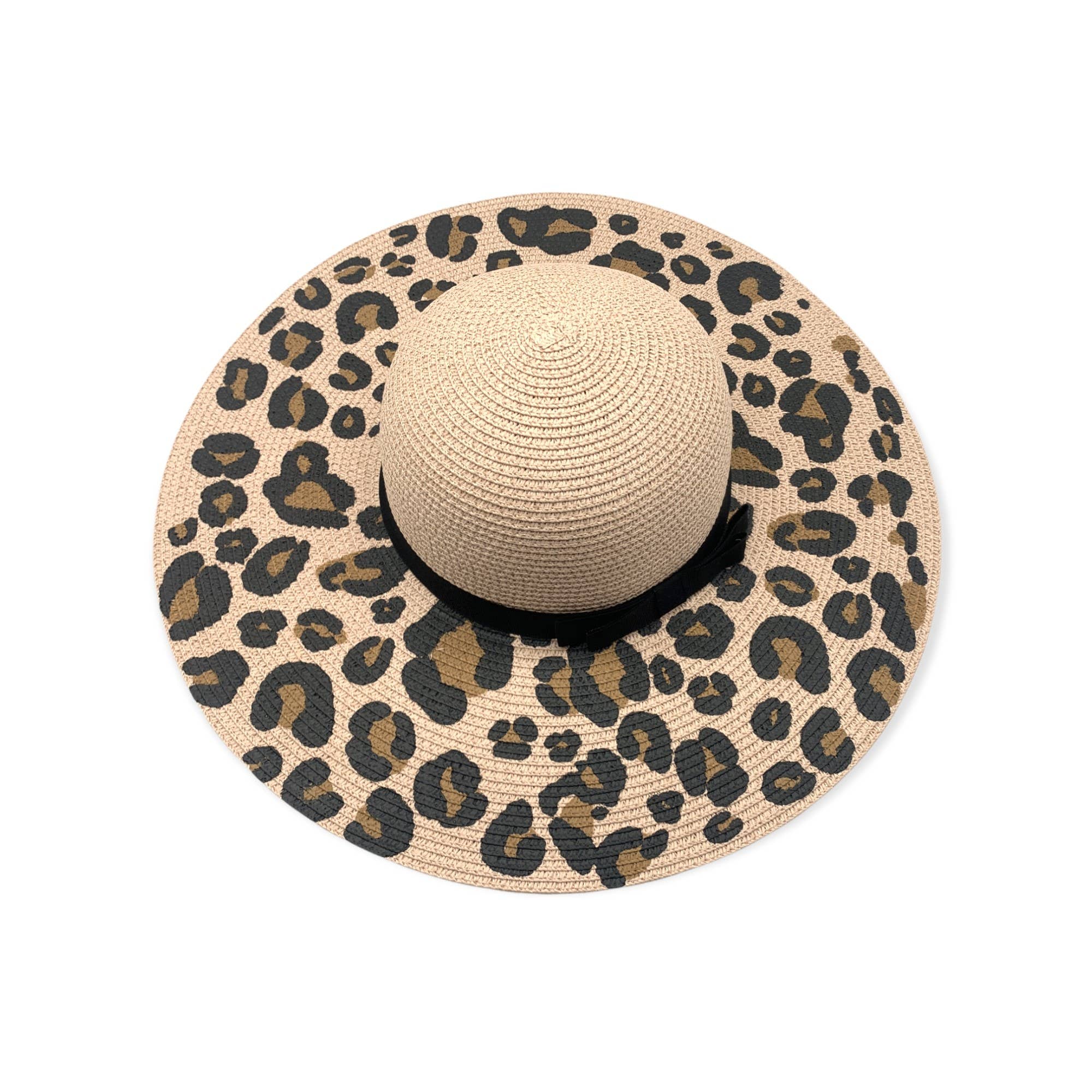 Animal Print / Ribbon Straw Sun Hat