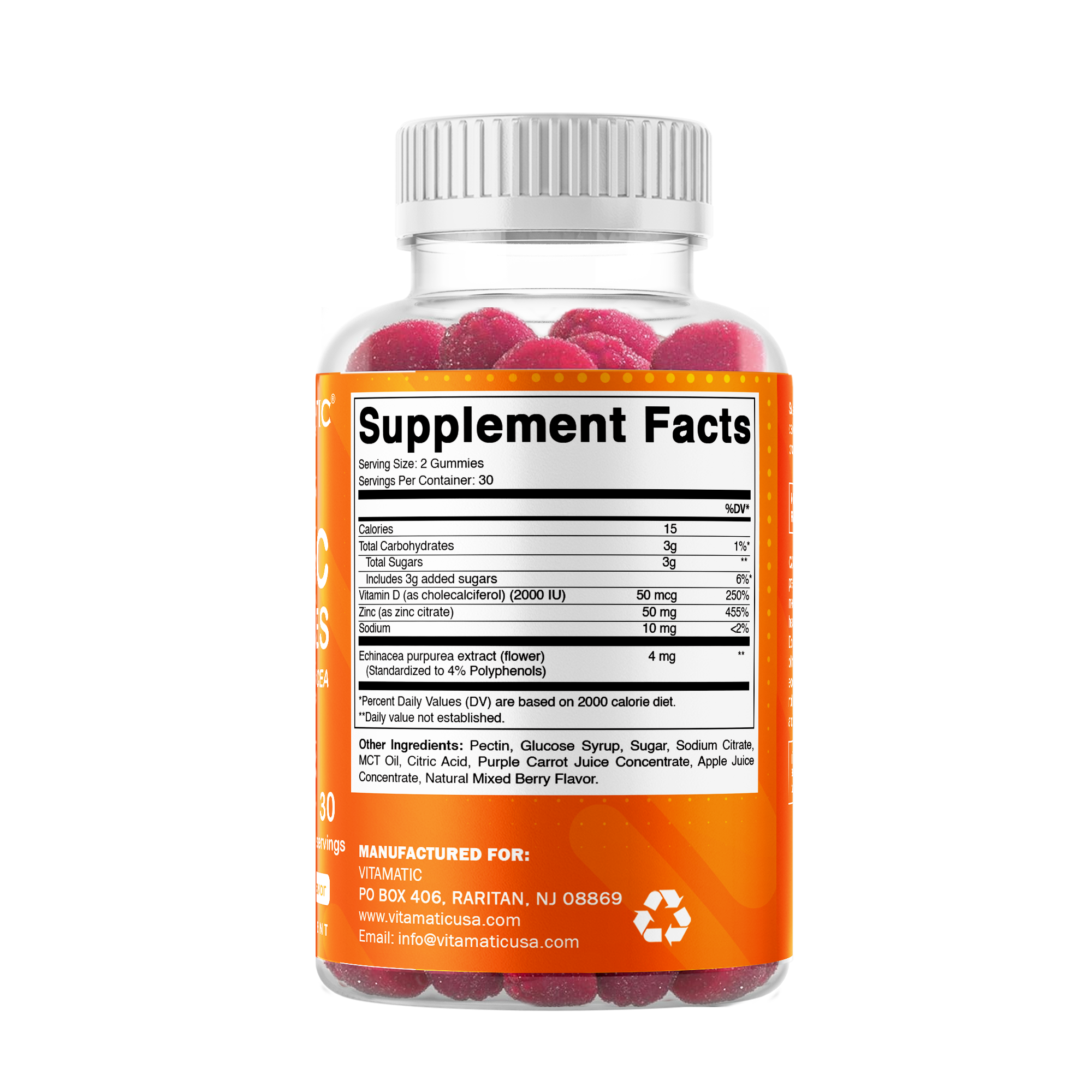 Vitamatic Zinc 50mg | Immune Support | 60 Vegan Gummies