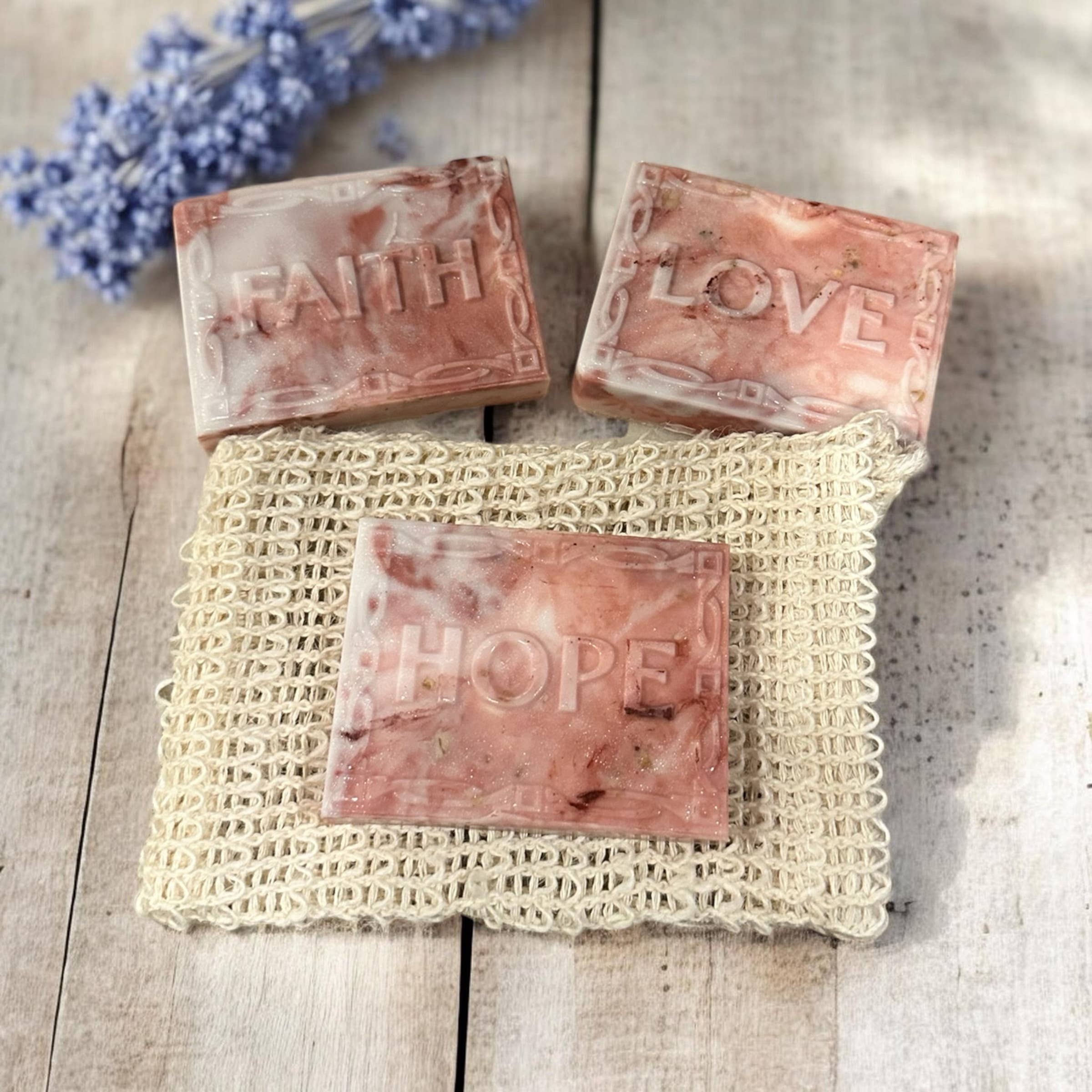 Faith Hope Love Soaps | Inspirational Christian gift set 